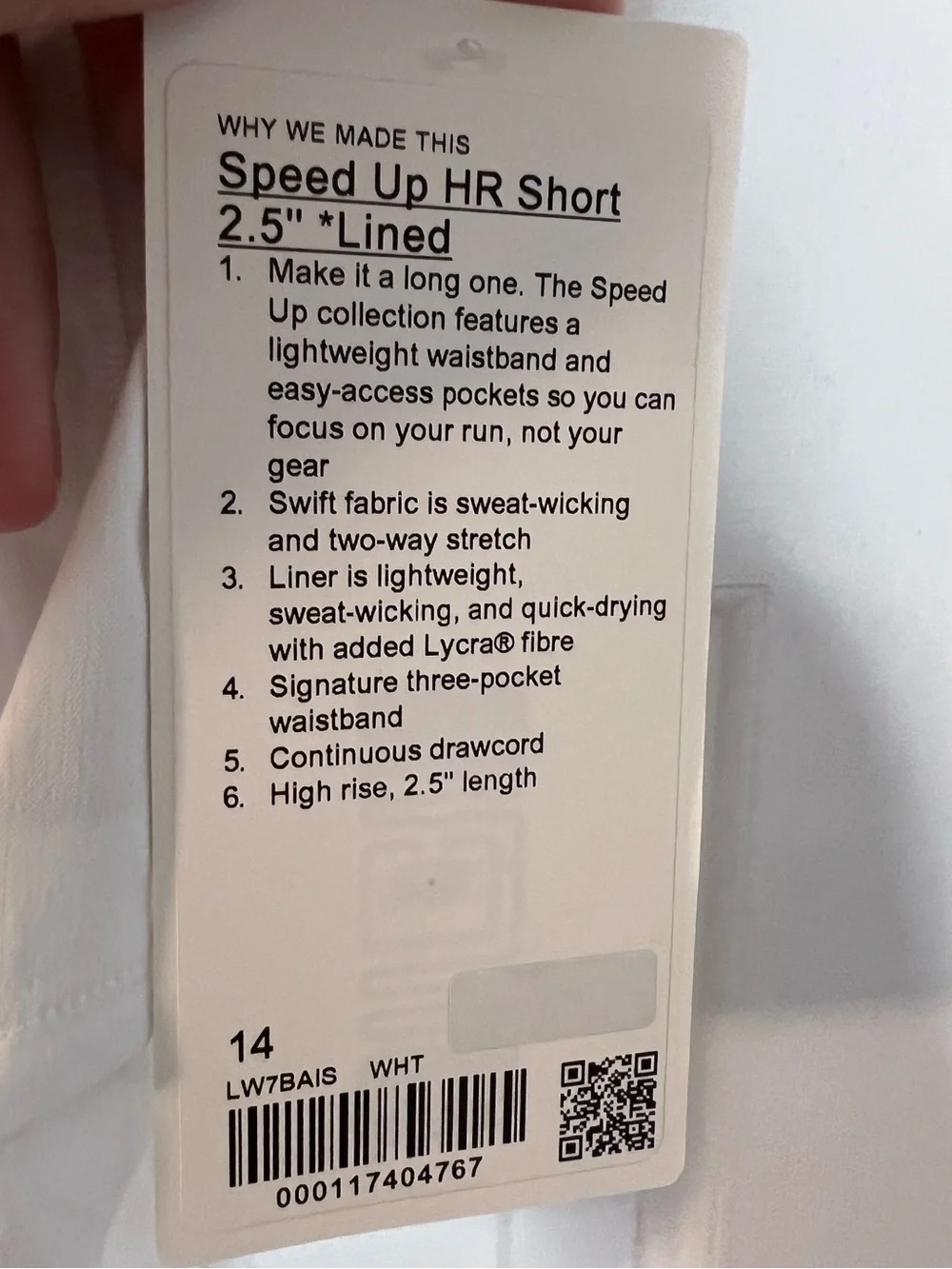 #781 NWT Lululemon Speed Up High-Rise 2.5” Lined Shorts White Size 14